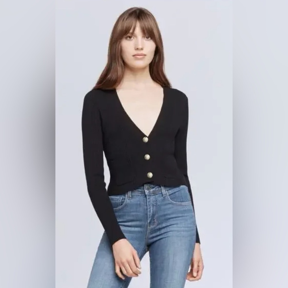 NWOT L’AGENCE Jamie cropped knit cardigan